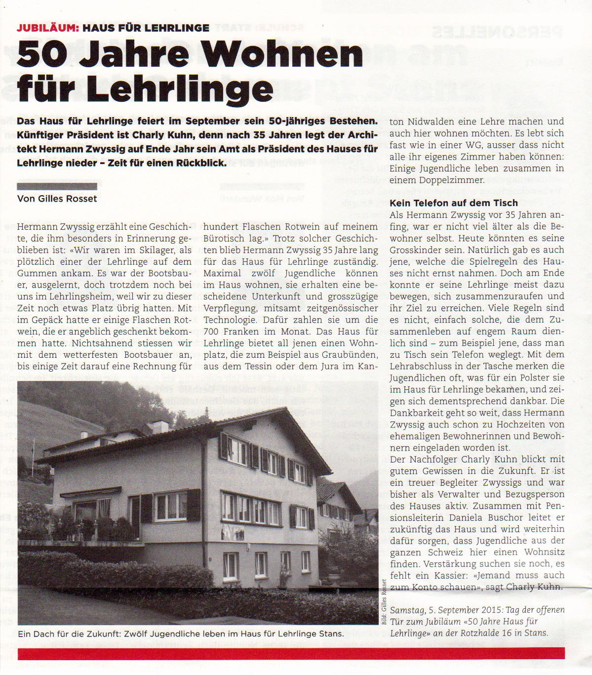 Artikel im Gemeindeblatt Stans! – Ausgabe September-Oktober 2015