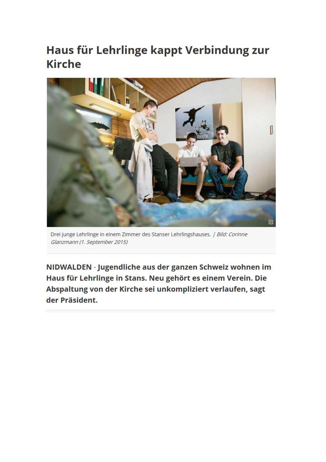 Artikel Nidwaldner Zeitung 25. Januar 2018