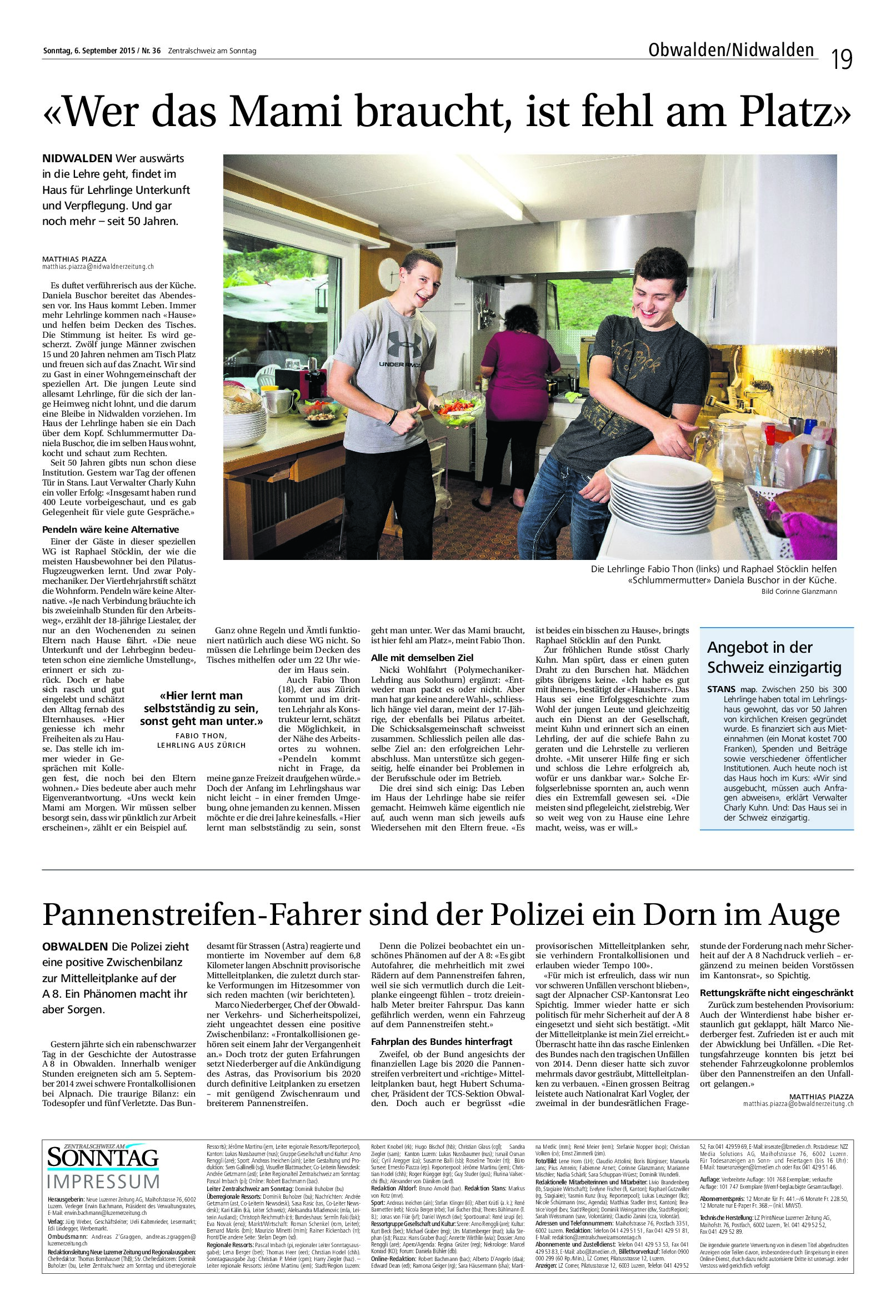 Artikel Nidwaldner Zeitung 6. September 2015
